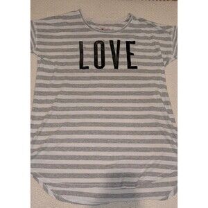 Victoria's Secret Women's Blouse L Gray stretch striped pullover tunic Long Top